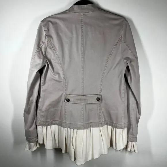 Free People Ruffles Romance Jacket Natural Blazer Womens Sz Medium Cool Buttons - Picture 11 of 16